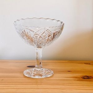 Vintage glass pedestal cup bowl planter dish retro glassware